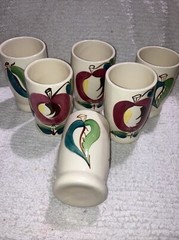 Purinton Pottery Open Apple Hand Painted 6 Pc Set 4.75″ Tumblers 1940’s Vintage