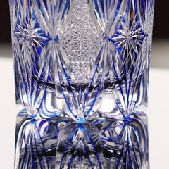 Japanese Style Hand Cut Crystal Glass Whiskey Glass with Gift Box 8oz Amber Blue