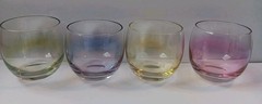 Set of 4 Vtg Roly Poly Pastel Iridescent Cocktail Glasses, Federal Glass Company