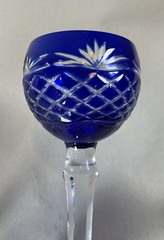 4 Cobalt Blue Cut To Clear Wine Glasses