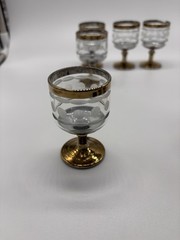 Vintage Culver Pisa Gold Footed Shot Glasses Set of 12 MCM 22K Liquor Barware