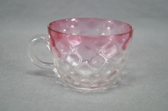 Victorian Rubina Spot Optic Inverted Thumbprint Custard / Punch Cup Circa 1880s