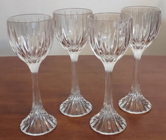 4 Mikasa Crystal PARK LANE Vertical Design HOCK WINE GOBLETS Ribbed Glass Stems