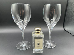 RARE Pair of TIFFANY & CO. Crystal Denise Red Wine / Water Goblet Glasses MINT