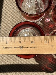 vintage kings crown ruby flashed – set of 4 Wine and 4 Cordial Glasses