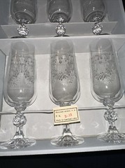 Cascade Fine Lead Crystal Champagne Bohemia etched Glasses ~ Set Of 6 New=CZECH