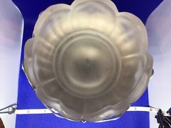 Farber Bros Frosted Glass Chrome Art Deco Lotus Compote Krome-Kraft NEW YORK