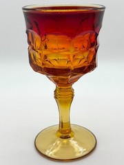 Amberina Tiara Sunset Constellation Goblets 4pc Glasses Vintage 70s Yellow Red