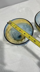 Pier 1 Margarita Glasses Amber Blue Swirl Set of 2 Mouth Blown 7.5″