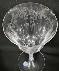 1 Lenox CASTLE GARDEN Clear Crystal Floral Etched, Optic, Water Goblets 1975