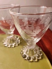 Vintage Etched Wine Glasses Anchor Hocking Boople Grape Design 4″ Lot Of 5