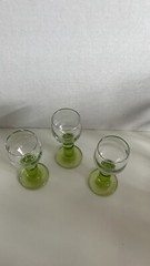 Set of 3 Cordial Glasses- Thick Green Stem – Barware