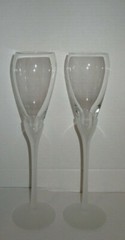 Vtg PR TOWLE ANTIQUE SATIN Czech Crystal GOBLET Flute Cordial Frosted Lily Stems