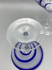 2x Pier 1 SWIRLINE Cobalt Blue Stemware Glass Cocktails Martini Art Glass Swirl
