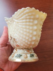 Nice Northwood Custard Glass Nautilus (Argonaut Shell) Hand Painted Sugar