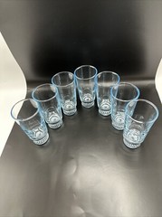 7 Vtg Star Sapphire Juice Glasses Blue Duz Detergent Promo 1950 4 Oz 4.25” (#351