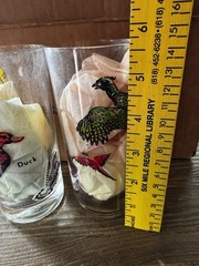 Set Of 6 Vtg Federal Glass Game Bird Glasses 5.5” 12oz Pheasant Duck Wild Geese