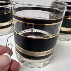VTG LOT OF 3 George Briard MCM Culver Black Gold Tone Double Old Fashioned Glass
