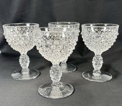 Vtg Duncan & Miller Hobnail Cordial Cocktail Liqueur Glasses Set 4 Elegant Wine