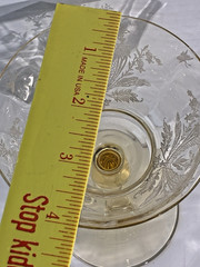 3 Blue Bell Yellow Tiffin-Franciscan Etched Champagne Sherbert 6″ Glasses