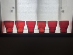 Set Of 6 Anchor Hocking Windsor Royal Ruby Red 4” Glass Tumblers Vintage