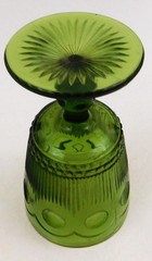 Bartlett Collins Green St Genevieve Pressed Glass Goblet  Cane and Bullseye  MCM
