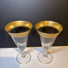 Vintage Gold encrusted Ice Tea Glasses (set of 2) footed base