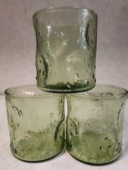 Green Decatur TexGlass Glasses 60’s Thumbprint Seeded Set Of 6 MCM