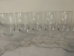 Set Of 8 Vintage Wine Glasses Petite Champagne Flutes Geometric Stems Column