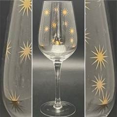 Mikasa Cheers Metallics Gold 4 Piece Stem Wine Glasses Made in China 9″t 14oz