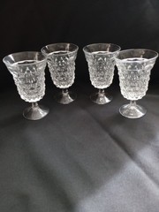 4 Fostoria American Low Water Goblets 8 oz Clear Flared Footed Tumblers 5.5″