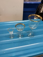Vintage Lot Of 3 Stemmed Glasses With Gold Rims and Florals Details