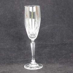 Crystal Champagne Flute Vertical Cuts Multisided Stem 9″ tall Elegant Fancy