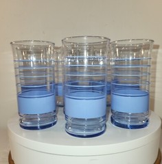 Vintage Libbey Glasses, Set of 8, Baby Blue Robins Egg Blue Stripes, Tumblers