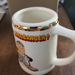 Vintage 1970s Harvey Wallbanger Mugs Set of 5 Indiana USA Retro Barware Gold Rim