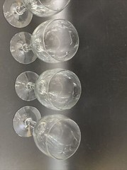 4 Vintage Crystal Six Point Star Susquehanna Cut Glass Wine Goblets SMOKED GRAY