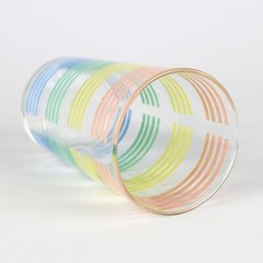 Pastel Striped Bands Tumbler Glasses Set, Vintage MacBeth Evans Petalware 4 1/2″