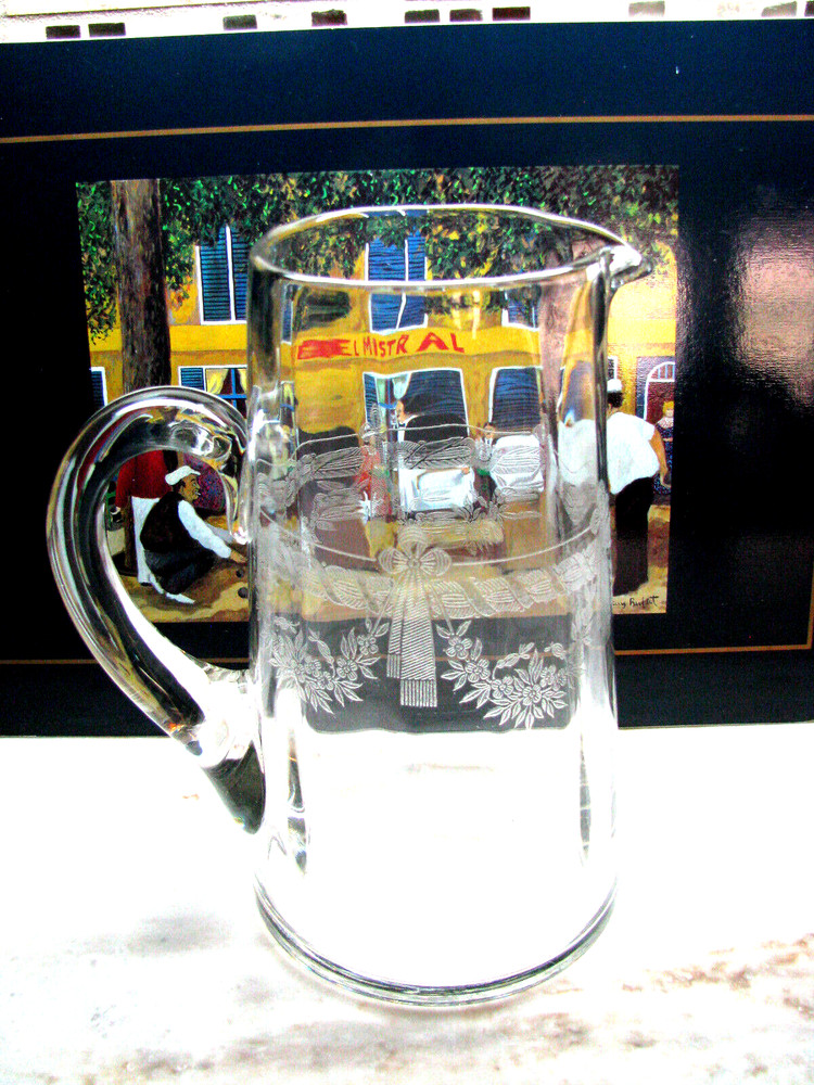 Antiq Glassware by Bryce Glass Co-Gorgeous Pitcher-Ribbon & Floral Swag-*SALE***