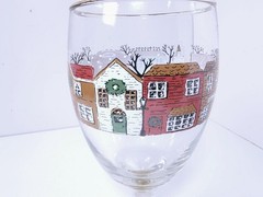 Libbey Winter Village Christmas Goblet 15 oz Holiday Stemmed Glass Main Street T