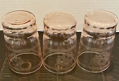 Vintage Pink Depression Glass Juice Glasses – Etched Floral Design – Set of 3