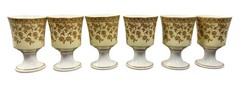 6 Antique Royal Worcester Sepia Daisies Small Pedestal Goblets Aesthetic Cordial
