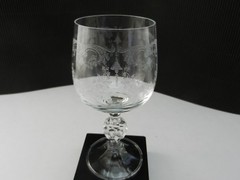 Import Associates Bohemia Cascade Etch Wine Goblet Clear 5 3/4″ T ca 1987