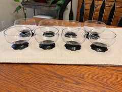 VTG Weston Glass Lilly Pad Black Foot 2 1/4” tall Champagne/Sherbet Glasses (8)