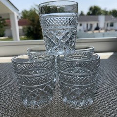 Set Of 5 Anchor Hocking Wexford Clear Old Fashioned/Rocks Juice Glasses Vintage