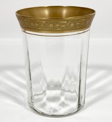 Vtg Tiffin Franciscan MINTON Gold Encrusted Trim Optic Glass Tumbler 10.5 oz. 4″