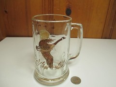 Canadian Wild Geese Clear Glass 14oz Beer Stein Mug Painted Birds Hunting