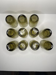 Hand Blown Green Swirl Crackle Glass Tumbler 4.75” (11 Available) / Pontil Mark