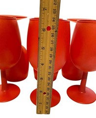 6 Vintage MCM Orange/Red Frosted Matte Goblets Blendo Style By Rainbow Glass