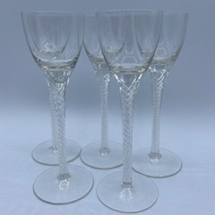 Lot Of 5 Crystal Air Twist Stem Handblown SHERRY GLASSES-Belaire by Bohemia