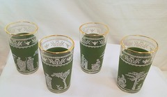 Wedgwood Jasperware Jeanette Hellenic Green barware old fashioned/juice glass 4″